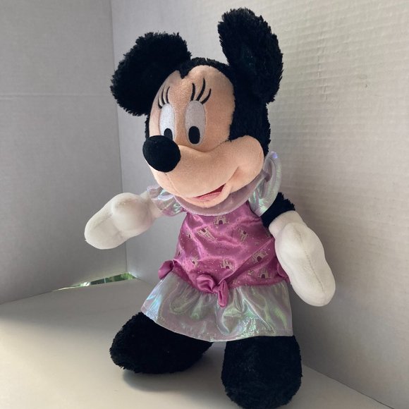 Vintage Disney Parks Minnie Mouse Plush Stuffed Animal Pink Castle Dress - Picture 11 of 16
